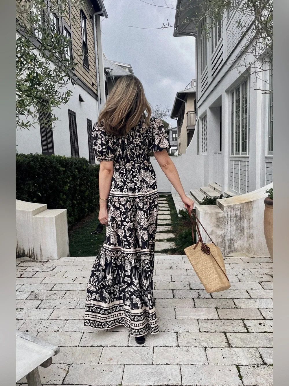 NWT FARM RIO GRAPHIC FLORAL DOVES SIGNATURE BLACK CREAM MAXI PRAIRIE DRESS SZ XS - Picture 4 of 13